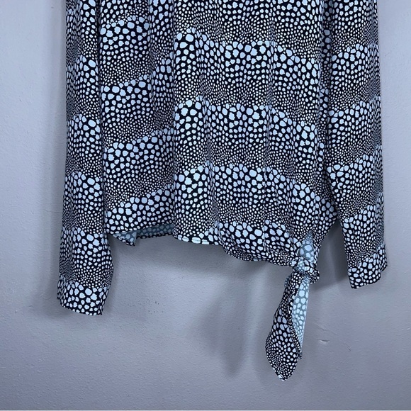 XL TALBOTS BLACK WHITE BLOUSE DOT PRINT LONG SLEEVE - Picture 5 of 10